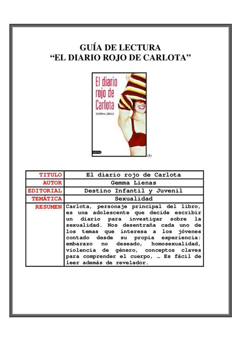 guía de lectura el diario rojo de carlota by julián de gregorio b issuu