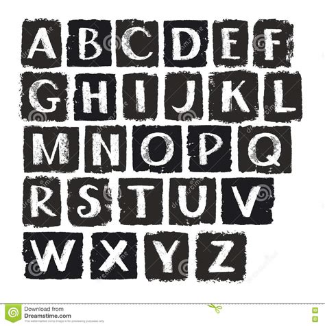 Capital Letters Of The English Alphabet White Chalk Black Coal Stock