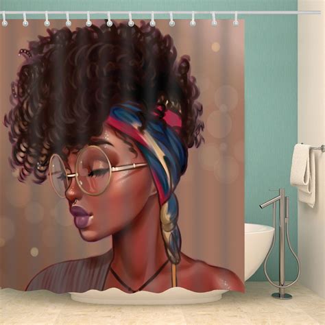 Mica andreas on kristina soboleva. Unique Hairstyle With Glass Afro Black Girl Shower Curtain ...