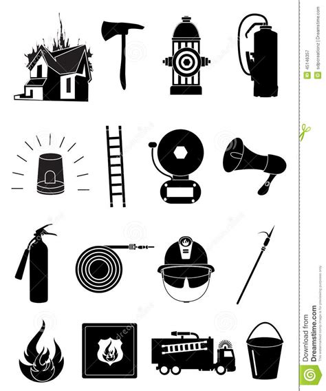 Firefighter Icons Cartoon Vector 7804237