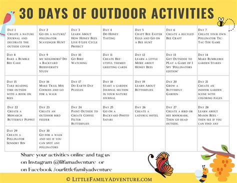 30 Buzzworthy Outdoor Activities For Kids Free Printable