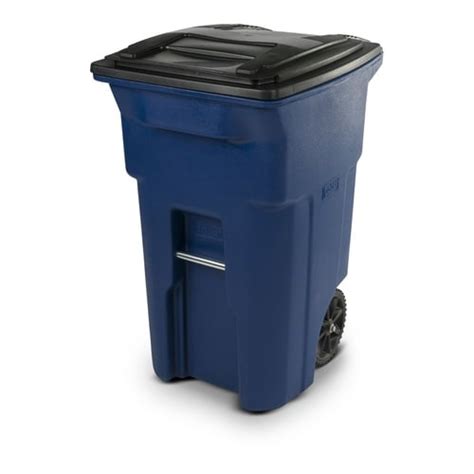 Toter Outdoor Trash Can 64 Gallon Blue Plastic Wheeled Trash Can With