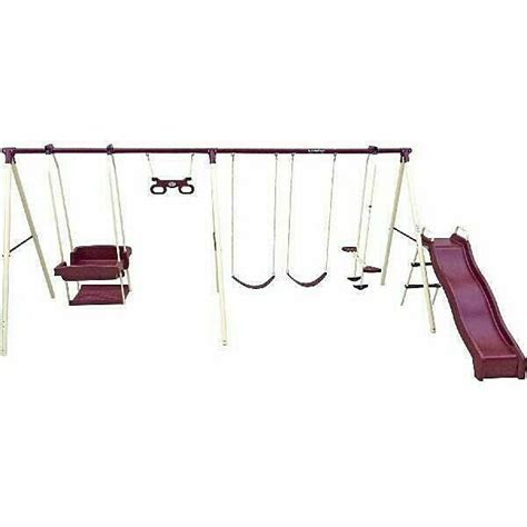 Large Outdoor Metal Swing Set Trapeze Bar 6wave Slide Air Glider Fun
