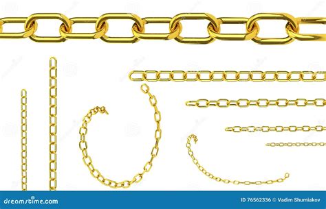 Seamless Golden Chains Isolated Over White Background For Contin Stock