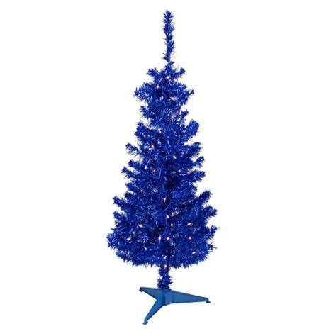 Northlight 4 Ft Blue Pre Lit Tinsel Artificial Christmas Tree With 70