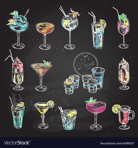 Vector Hand Drawn Set Of Cocktails And Alcohol Stock Vector Image My