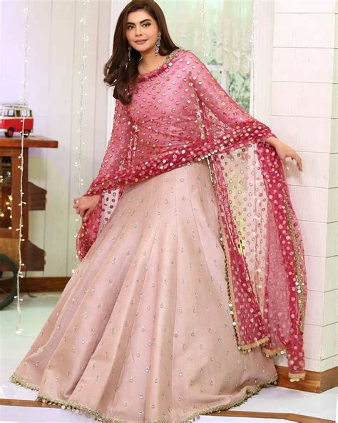 Veroniq Trends Bollywood Style Blush Pink Silk Anarkali Gown Dress
