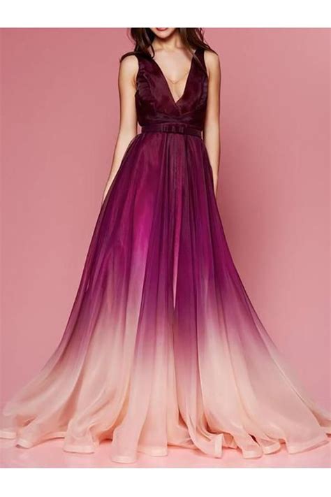 Ombre V Neck Long Cheap Formal Dresses Prom Dresses Online Ombre Prom