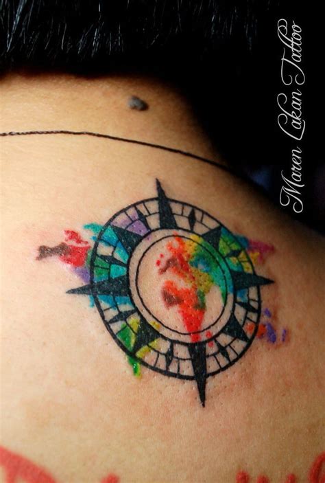 Whether an arm tattoo, chest tattoo or neck tattoo. compass tattoo world map - Google Search | Compass tattoo ...