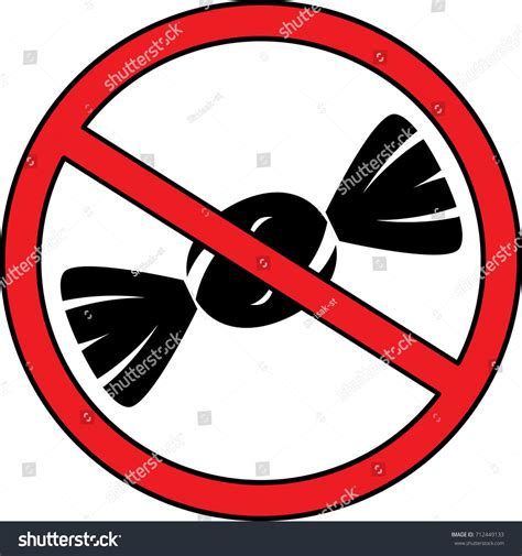 No Sweets Candies Prohibition Sign White Stock Vector 712449133