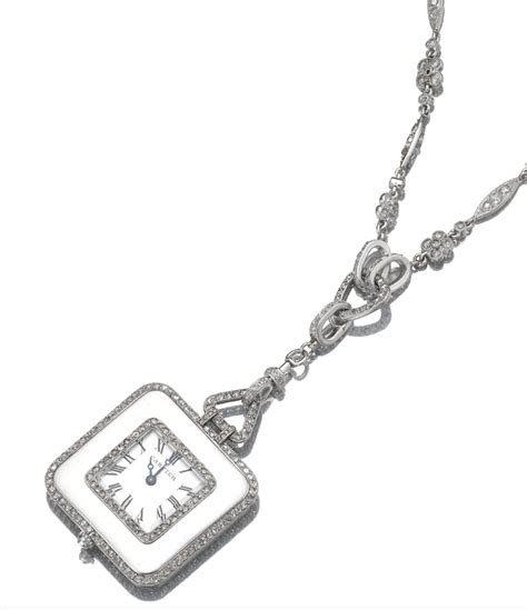 Platinum And Diamond Watch Pendant Cartier Circa 1920 Designed As A