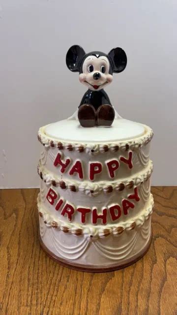 Vintage Mickey Mouse 50th Anniversary Happy Birthday Cake Cookie Jar