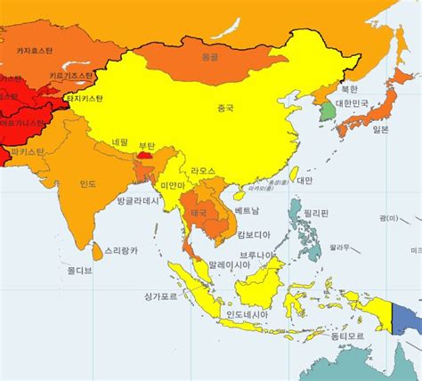 동東아시아는 다음 지역들을 포함한다