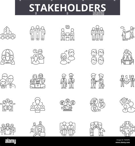 Stakeholders Line Icons Signs Set Vector Stakeholders Outline