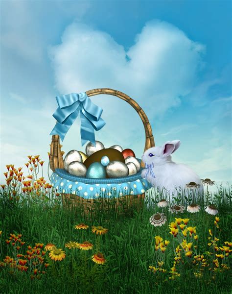 4k 5k 6k Easter Rabbits Eggs Grass Wicker Basket Hd Wallpaper