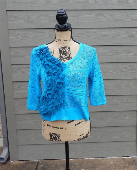 Altered Womens Teal Blue Acrylic Shrug Altered Couture Etsy In 2020