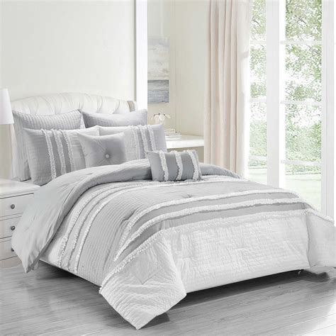 Kensie Chartreux Comforter Set Comforter Sets Grey And White