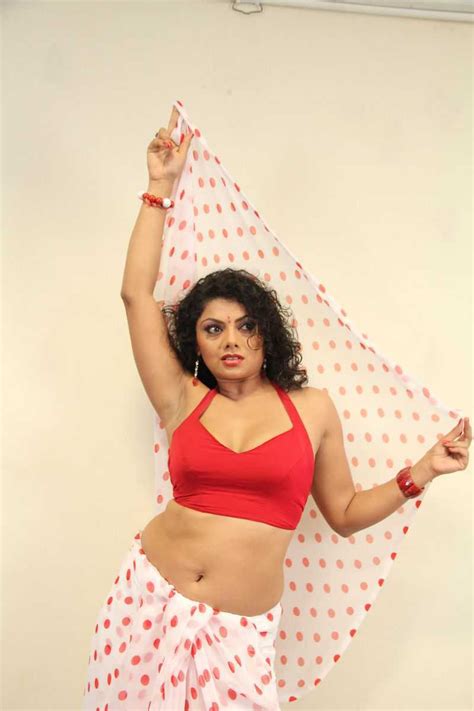 Swathi Varma Latest Photo Shoot Stills In White Saree And Red Blose Showing Sexy Hot Navel