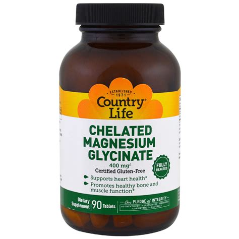 Country Life Chelated Magnesium Glycinate 400 Mg 90 Tablets