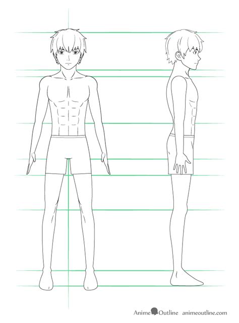 How To Draw Anime Male Body Step By Step Tutorial Animeoutline