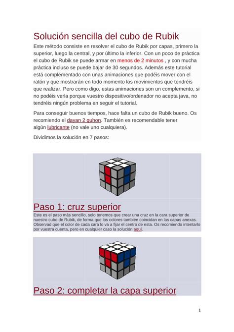 Pdf Solución Sencilla Del Cubo De Rubik · Solución Sencilla Del Cubo