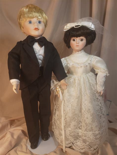 bride and groom porcelain dolls collectibles porcelain etsy