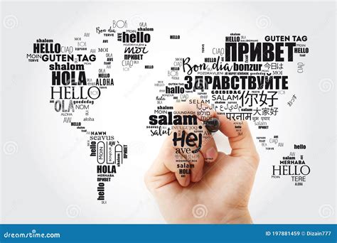 Hello In Different Languages Mind Map Flowchart Stock Image