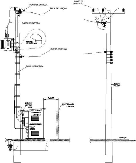 Electric Pole Connection Details AutoCAD File Cad Drawing Dwg Format Cadbull