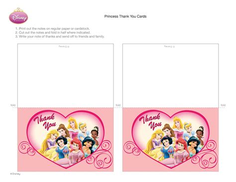 Free Disney Princess Thank You Cards Printable Printable Templates
