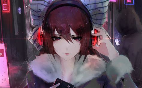 Download 2560x1600 Anime Girl Headphones Short Hair Smartphone