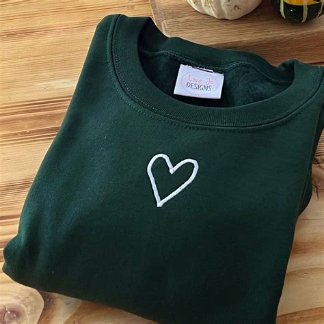 Embroidered Simple Heart Sweater By Love Jo Designs