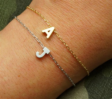 Tiny Initial Bracelet Gold Or Silver Monogrammed By Minifabo