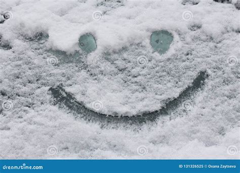 Smiley Face On Snow Surface Winter Concept Stock Image Image Of