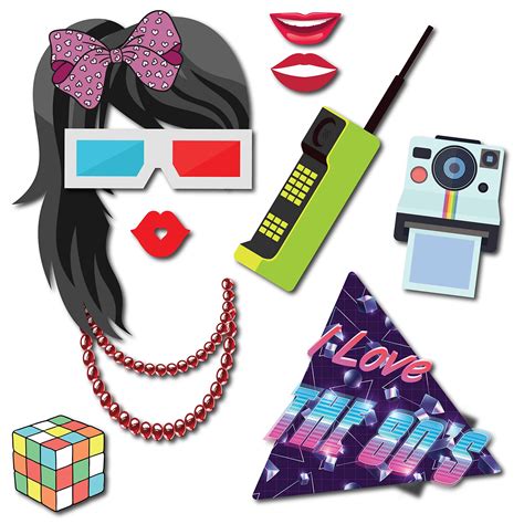 80s Photo Booth Props 41 Pc Photo Prop Kit With 8 X 10 Inch Sign 60