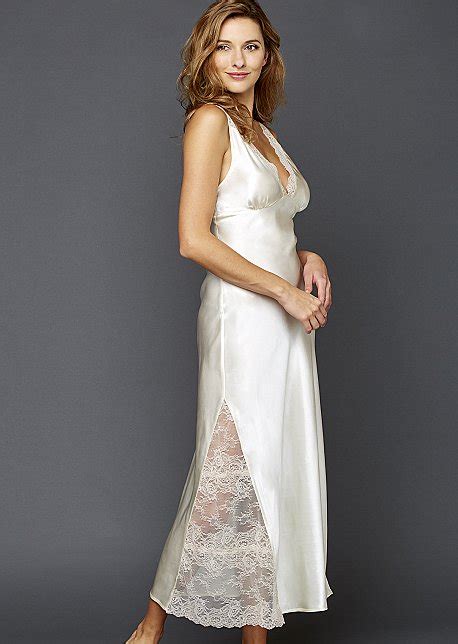Allura Long Gown Silk Nightgown With Lace Julianna Rae