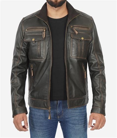 Men's Distressed Brown Leather Jacket | Motorcycle Style
