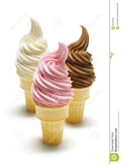 Soft Serve Ice Cream Cones Or Frozen Yogurt Photo About Cones Food