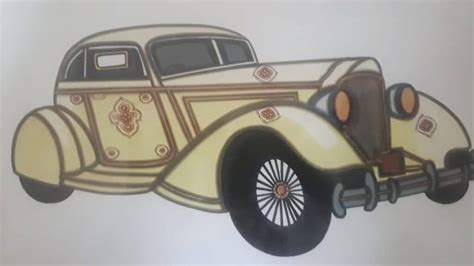 Vintage Cars 25 25 X 20 Cm International Indian Folk Art