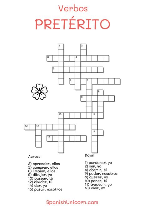 Crucigramas en español para imprimir verbos