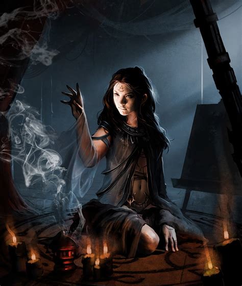 Witch Fantasy Dress Long Hair Beautiful Girl Face Portrait