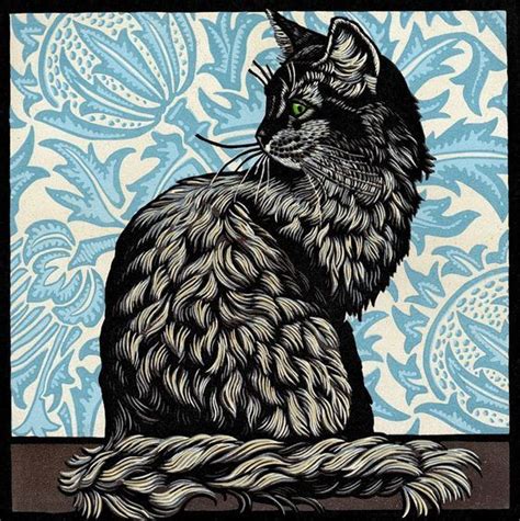 Paperartsy Cat Art Woodcuts Prints Lino Art
