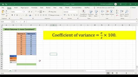 Coefficient Of Variation In Excel 2021 Youtube