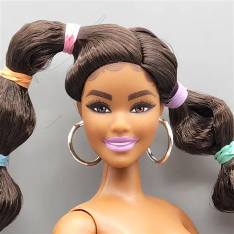 Nude Curvy Aa Barbie Extra Articulated Pigtails Earrings Mattel Doll