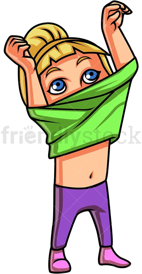 Little Girl Changing Clothes Cartoon Vector Clipart Friendlystock