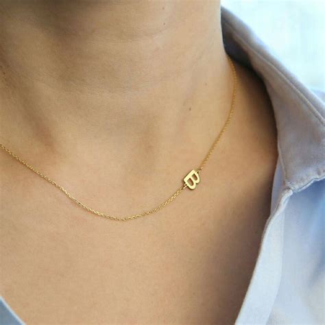 18k Gold Initial Necklace Gold Chain Necklace Dainty Etsy
