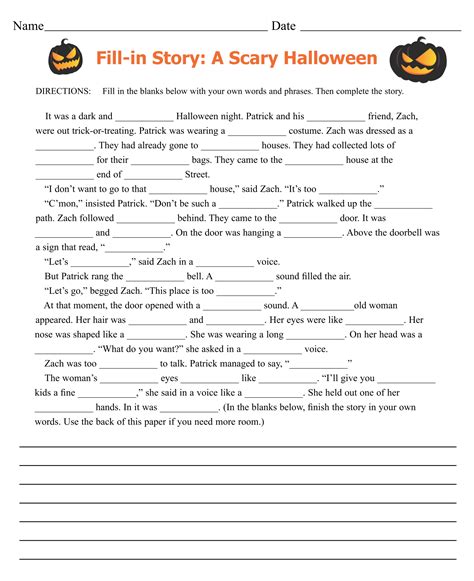 15 Best Halloween Fill In The Blank Stories Printable Artofit