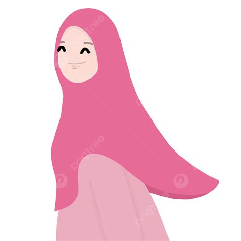 Gambar Gadis Jilbab Merah Muda Merah Jambu Jilbab Ilustrasi Png Dan Vektor Dengan Background