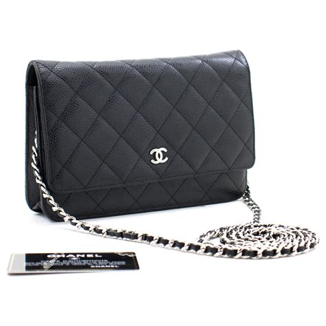 Chanel Caviar Wallet On Chain Woc Black Shoulder Bag Crossbody Leather