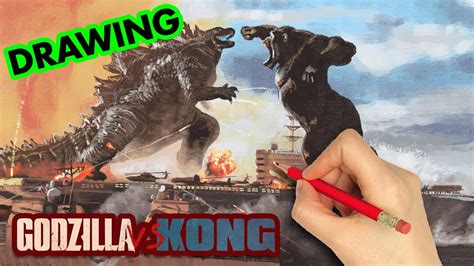 How To Draw Godzilla Vs Kong Trailer Movie Art Therapy Youtube