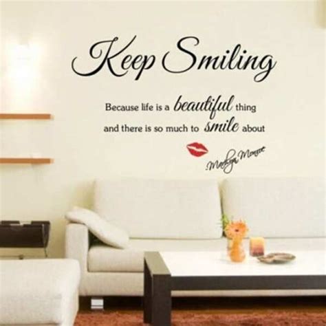 Black Keep Smiling Diy Quote Vinyl Art Wall Sticker Removable Room Decals Wall Vinyl Overstock